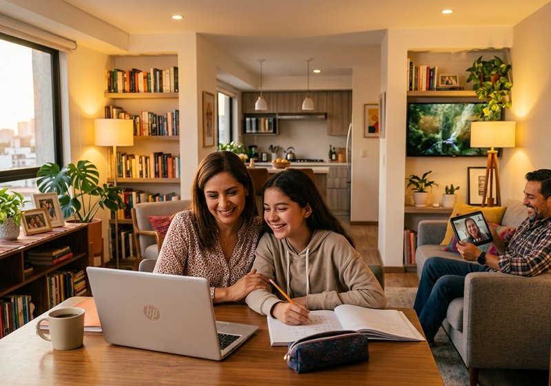 Familia con internet residencial en Aguascalientes